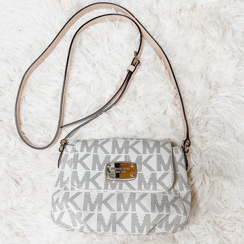 MICHAEL Michael Kors Jet Set Cream Small Flap Monogram Crossbody